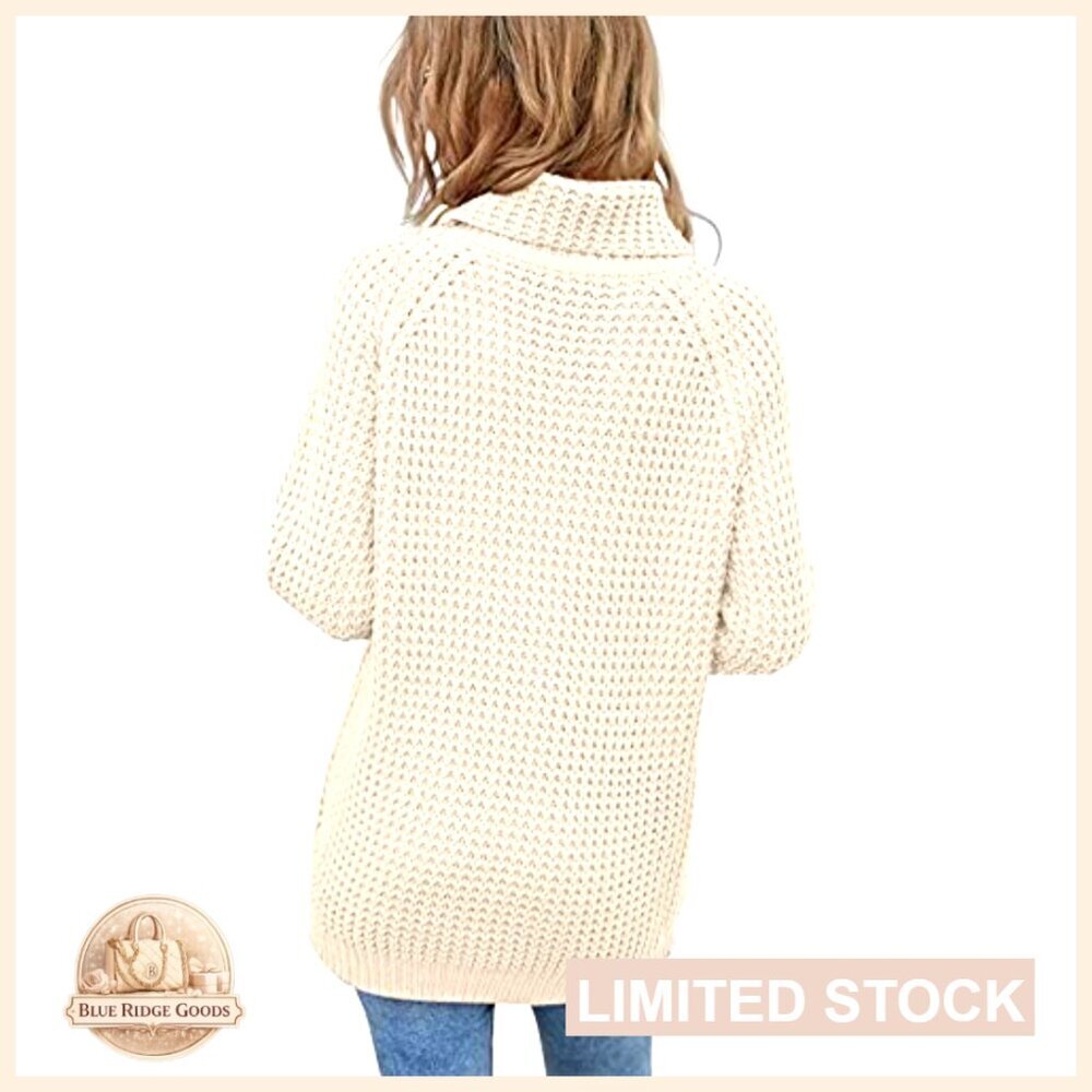 Oversized Turtleneck Sweater Chunky Knit Pullover Lightweight Loose Fit Y2K - Picture 3 of 7